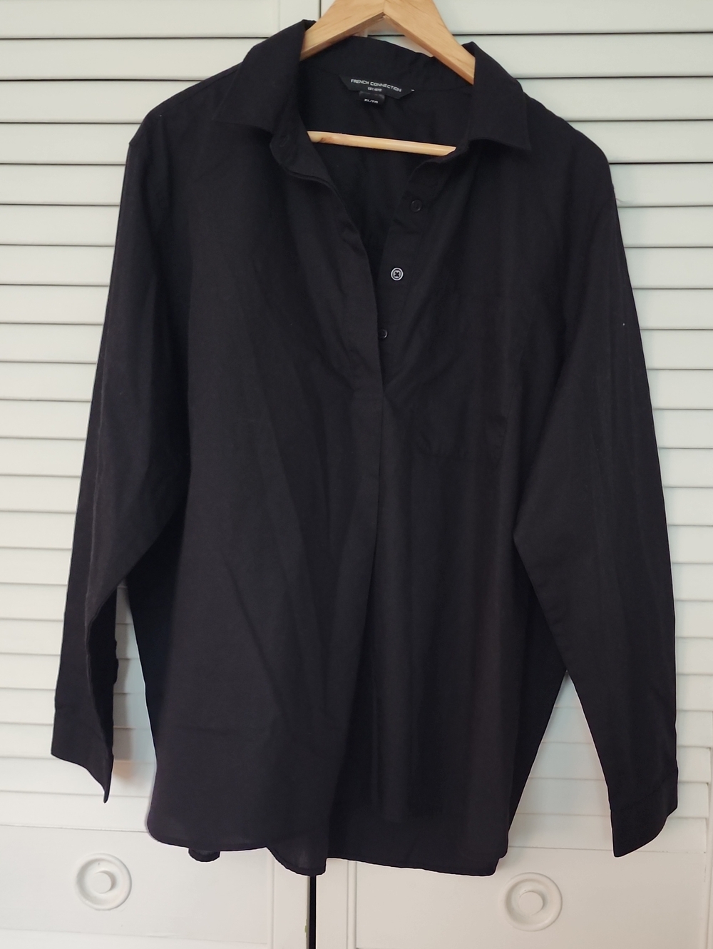 French Connection Womens Black Long-Sleeve Tunic Shirt